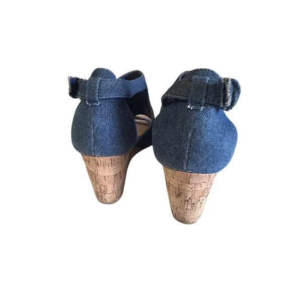Jones New York blue denim buckle wedge Bailey sandals size 8M - Picture 5 of 7